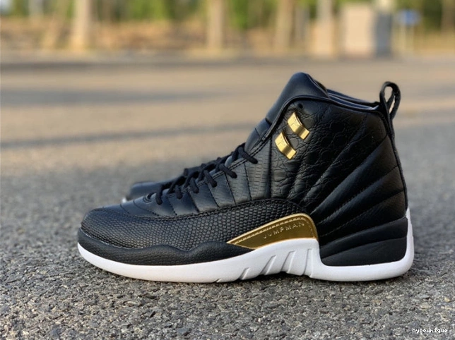 HYPE Air 'Reptile' Black 12 Retro Jordan AO6068-007 Gold-White Metallic 0712